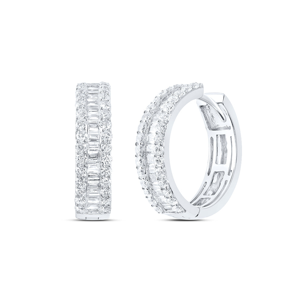 14kt White Gold 1 3/8 Cttw Diamond Ana M Hoop Earring
