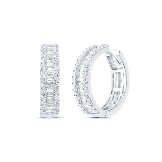 14kt White Gold 1 3/8 Cttw Diamond Ana M Hoop Earring