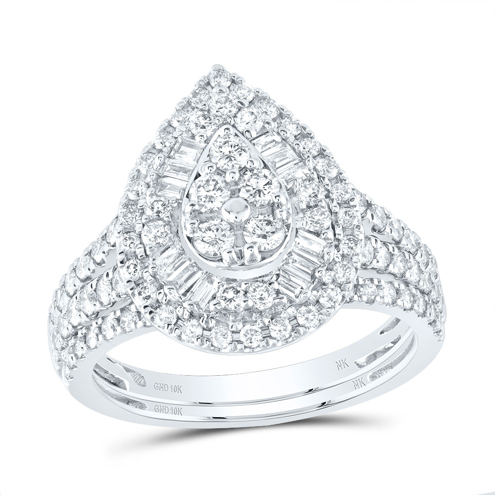 10K White Gold 1 1/5 Ctw Natural Diamond Nk Fashion Bridal Set