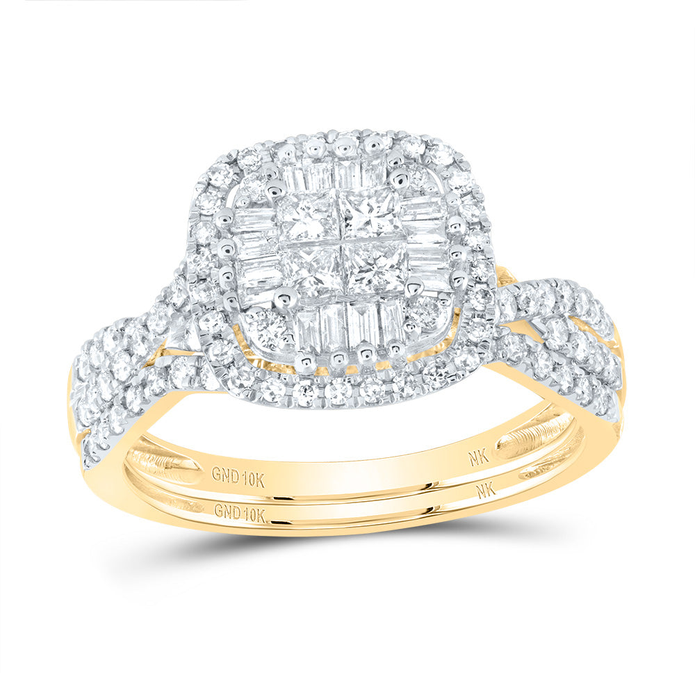 10kt Yellow Gold 7/8 Cttw Diamond Fashion Wedding Engagement Anniversary Bridal Set, Women Size: 5-9
