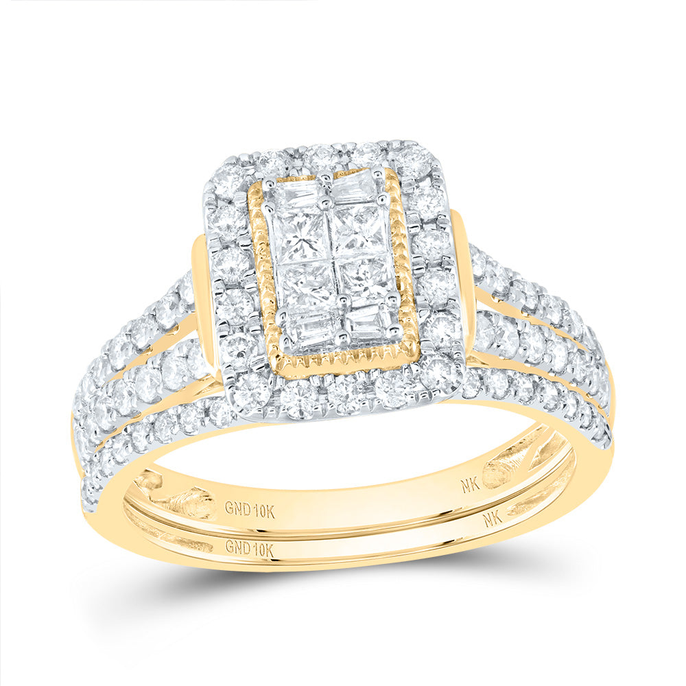 10kt Yellow Gold 7/8 Cttw Diamond Fashion Wedding Engagement Anniversary Bridal Set, Women Size: 5-9