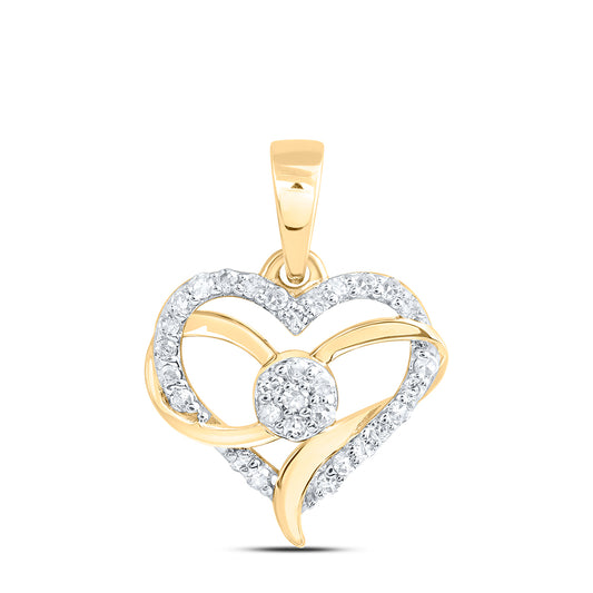 10kt Yellow Gold 1/8 Cttw Diamond Heart Pendant