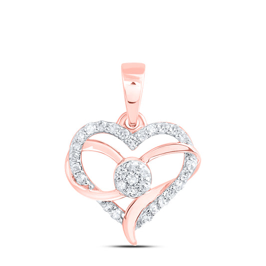 10kt Rose Gold 1/8 Cttw Diamond Heart Pendant