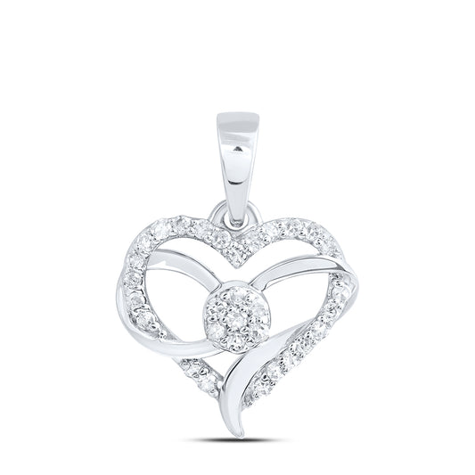 10kt White Gold 1/8 Cttw Diamond Heart Pendant