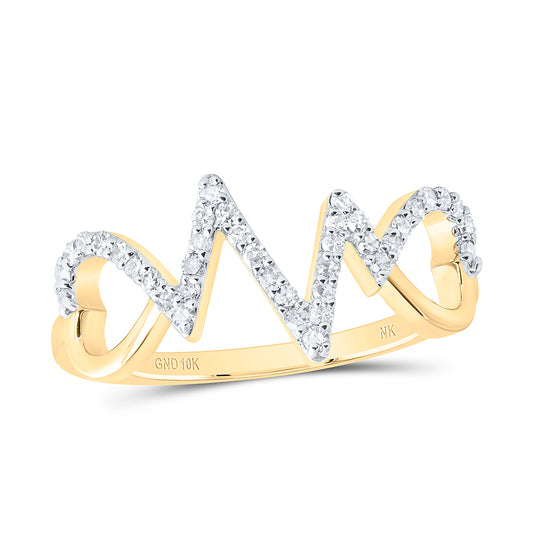 10kt Yellow Gold 1/5 Cttw Diamond Heart Wedding Engagement Anniversary Ring, Women Size: 5-9