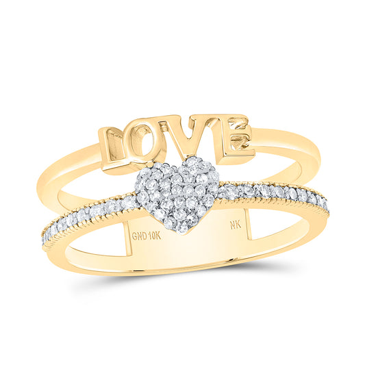 10kt Yellow Gold 1/5 Cttw Diamond Heart Love Wedding Engagement Anniversary Ring, Women Size: 5-9
