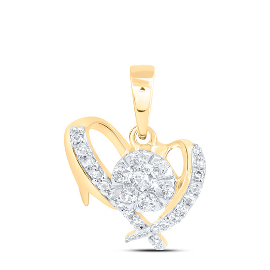 10kt Yellow Gold 1/5 Cttw Diamond Heart Pendant