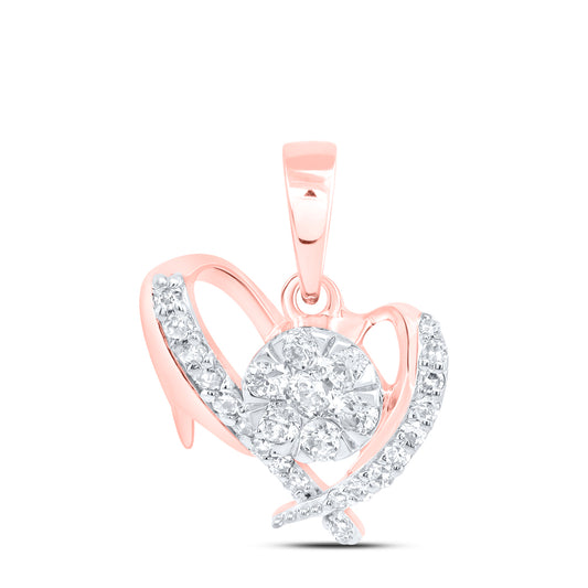 10kt Rose Gold 1/5 Cttw Diamond Heart Pendant