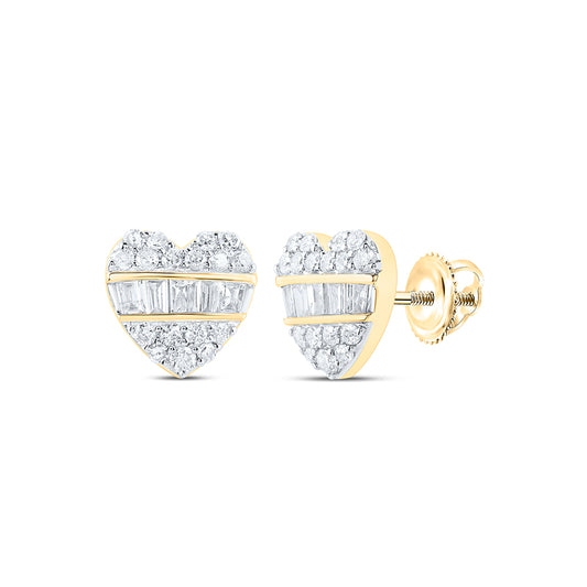 10kt Yellow Or White Or Rose Gold Diamond Fashion Heart Earring