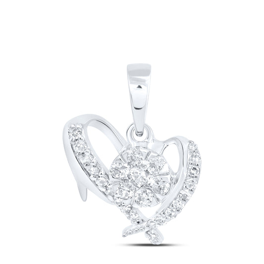 10kt White Gold 1/5 Cttw Diamond Heart Pendant