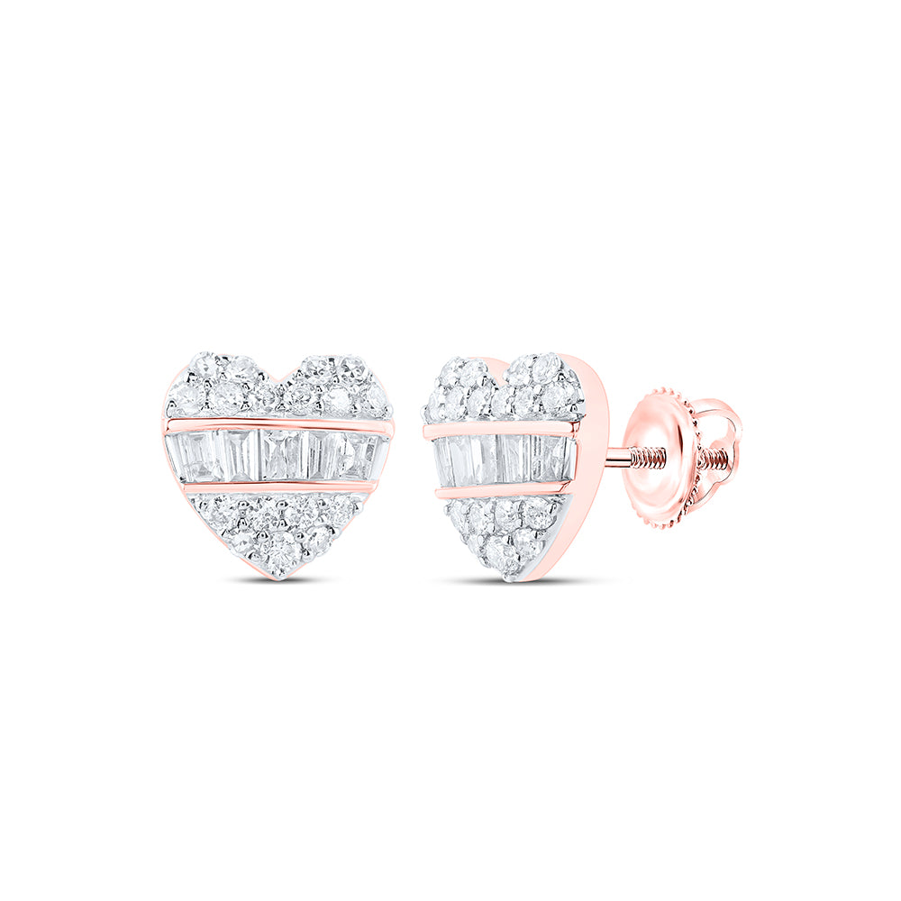 10kt Yellow Or White Or Rose Gold Diamond Fashion Heart Earring