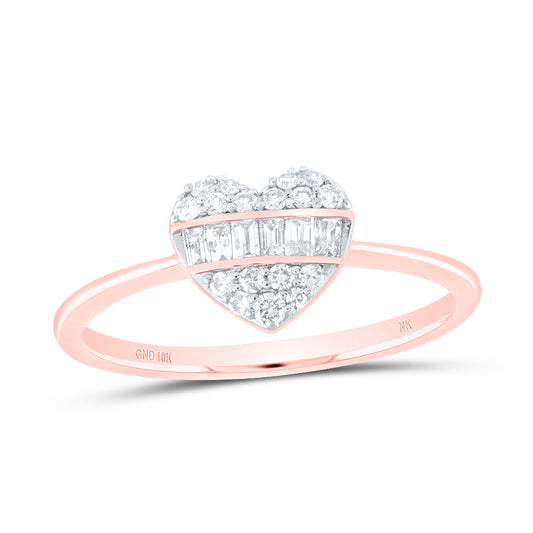 10kt Rose Gold 1/4 Cttw Diamond Fashion Heart Wedding Engagement Anniversary Ring, Women Size: 5-9