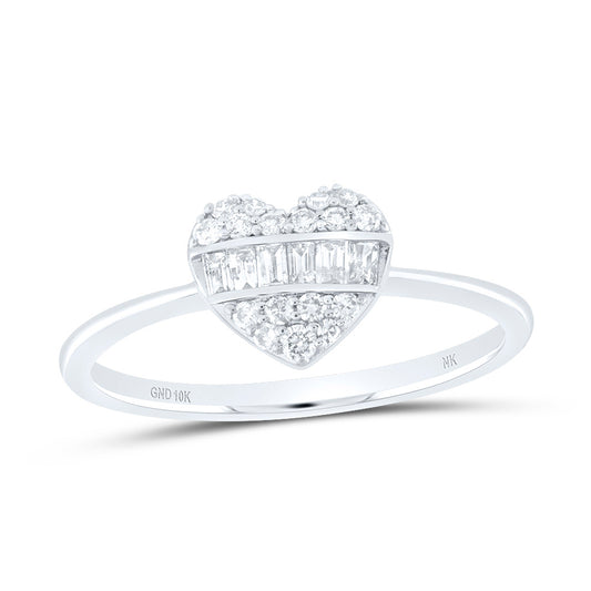 10kt White Gold 1/4 Cttw Diamond Fashion Heart Wedding Engagement Anniversary Ring, Women Size: 5-9