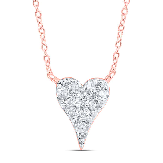 10kt Rose Gold 1/20 Cttw Diamond Fashion Heart Necklace, Length: 18 Inch