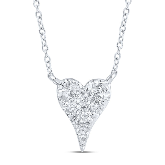 10kt White Gold 1/20 Cttw Diamond Fashion Heart Necklace, Length: 18 Inch