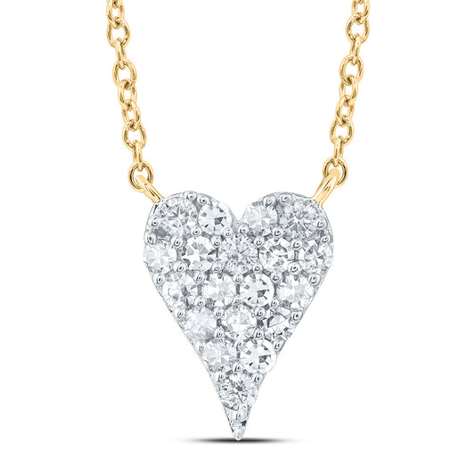 10kt Yellow Gold 1/10 Cttw Diamond Fashion Heart Necklace, Length: 18 Inch
