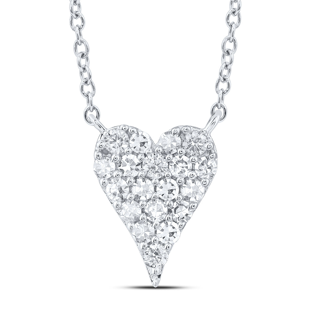 10K White Gold 1/10 Ctw Diamond Fashion Heart Necklace (18 Inch)