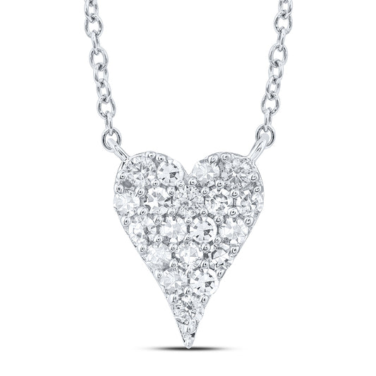 10K White Gold 1/10 Ctw Diamond Fashion Heart Necklace (18 Inch)