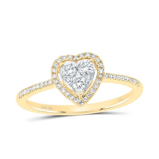 10kt Yellow Gold 1/4 Cttw Diamond Fashion Heart Wedding Engagement Anniversary Ring, Women Size: 5-9