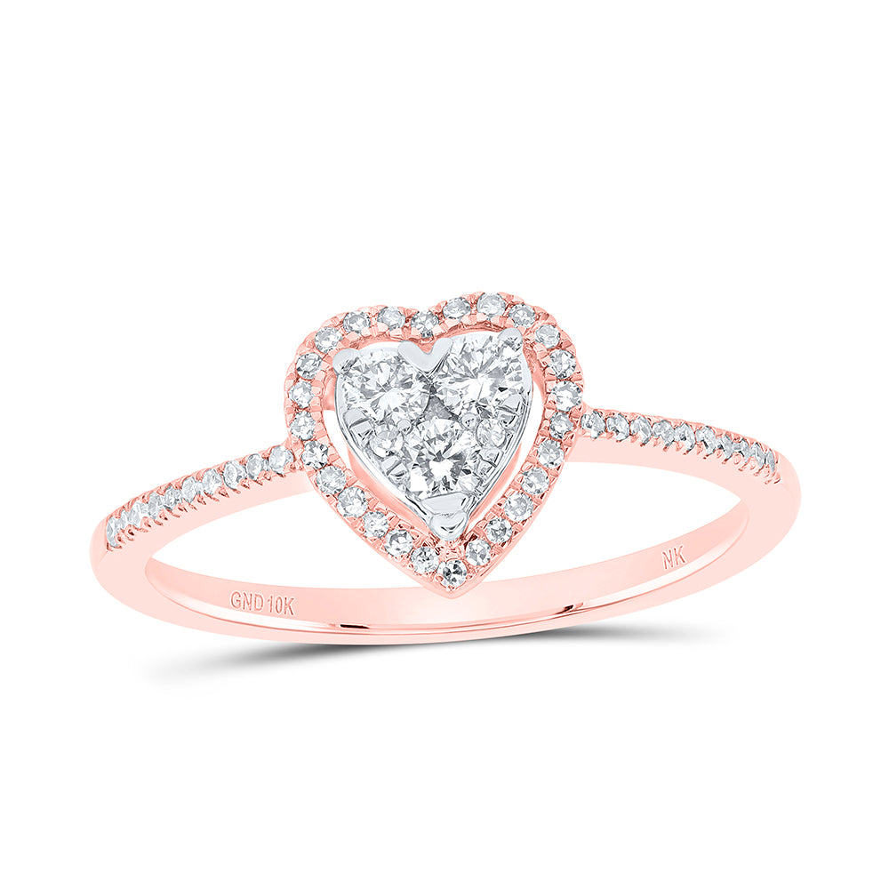 10kt Rose Gold 1/4 Cttw Diamond Fashion Heart Wedding Engagement Anniversary Ring, Women Size: 5-9
