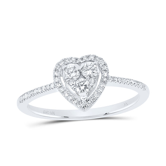 10kt White Gold 1/4 Cttw Diamond Fashion Heart Wedding Engagement Anniversary Ring, Women Size: 5-9