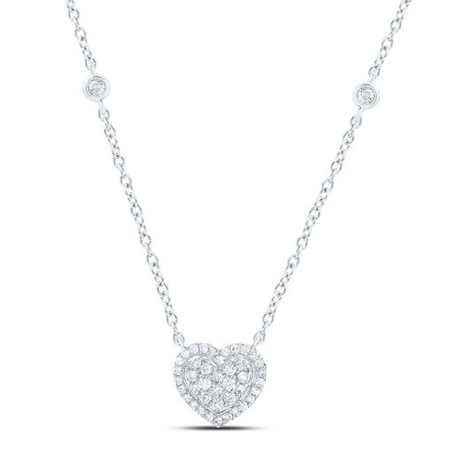 10kt White Gold 1/3 Cttw Diamond Fashion Heart Necklace, Length: 18 Inch