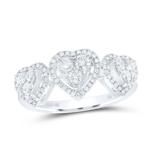 10kt White Gold 1/2 Cttw Diamond Fashion Heart Wedding Engagement Anniversary Ring, Women Size: 5-9