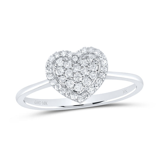 10kt White Gold 1/4 Cttw Diamond Fashion Heart Wedding Engagement Anniversary Ring, Women Size: 5-9
