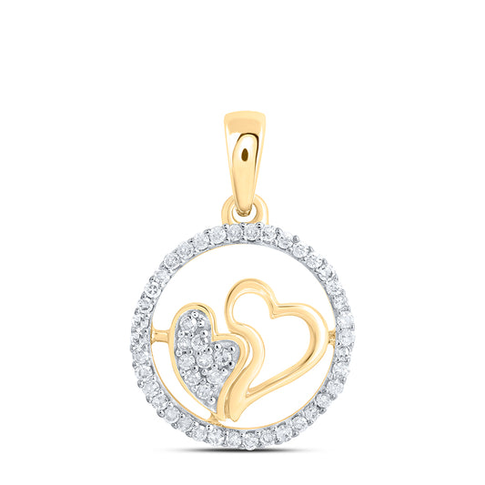 10kt Yellow Or Rose Gold Diamond Round Shape Heart Pendant