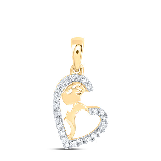 10kt Yellow Or White Or Rose Gold Diamond Forehead Kiss Heart Pendant