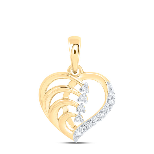 10kt Yellow Or White Or Rose Gold Diamond Heart Pendant