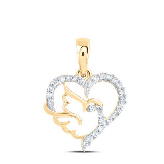 10kt Yellow Or White Gold Diamond Bird Heart Pendant