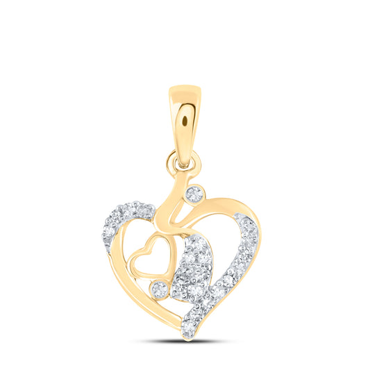 10kt Yellow Gold 1/12 Cttw Diamond Heart Pendant