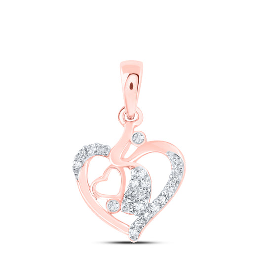 10kt Rose Gold 1/12 Cttw Diamond Heart Pendant