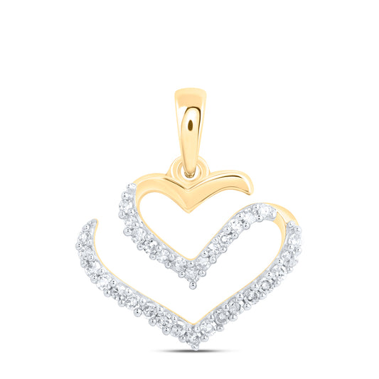 10kt Yellow Gold 1/8 Cttw Diamond Heart Pendant
