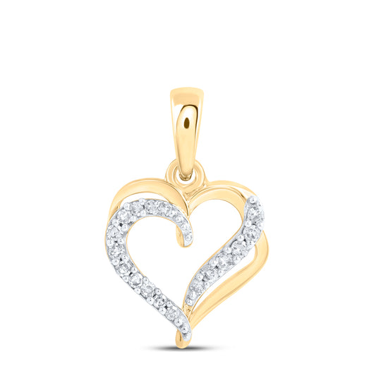 10kt Yellow Gold 1/12 Cttw Diamond Heart Pendant