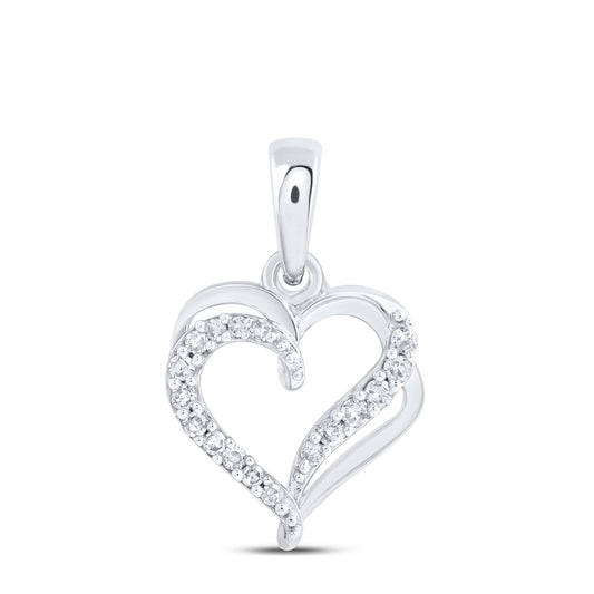 10kt White Gold 1/12 Cttw Diamond Heart Pendant