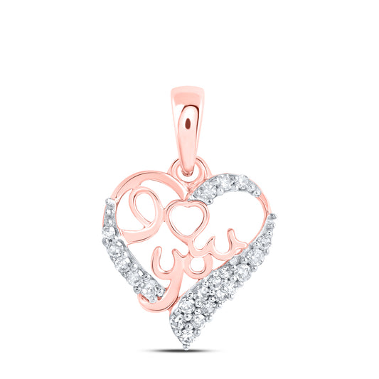 10kt Rose Or White Gold Diamond "i Love You" Heart Pendant