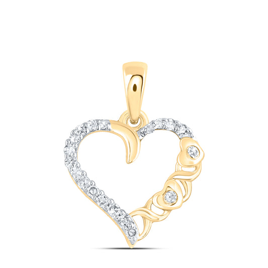 10kt Yellow Gold 1/12 Cttw Diamond Heart Pendant