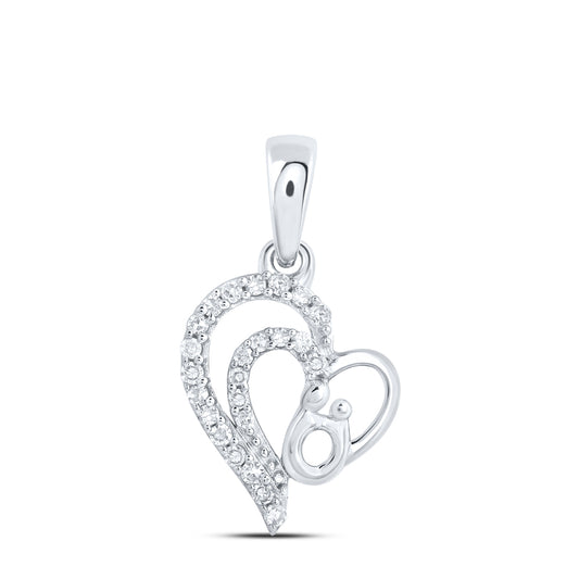 10kt White Gold 1/10 Cttw Diamond Heart Pendant