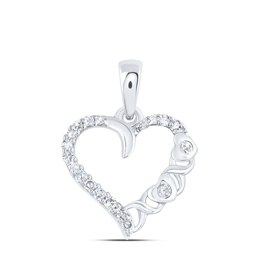 10kt White Gold 1/12 Cttw Diamond Heart Pendant