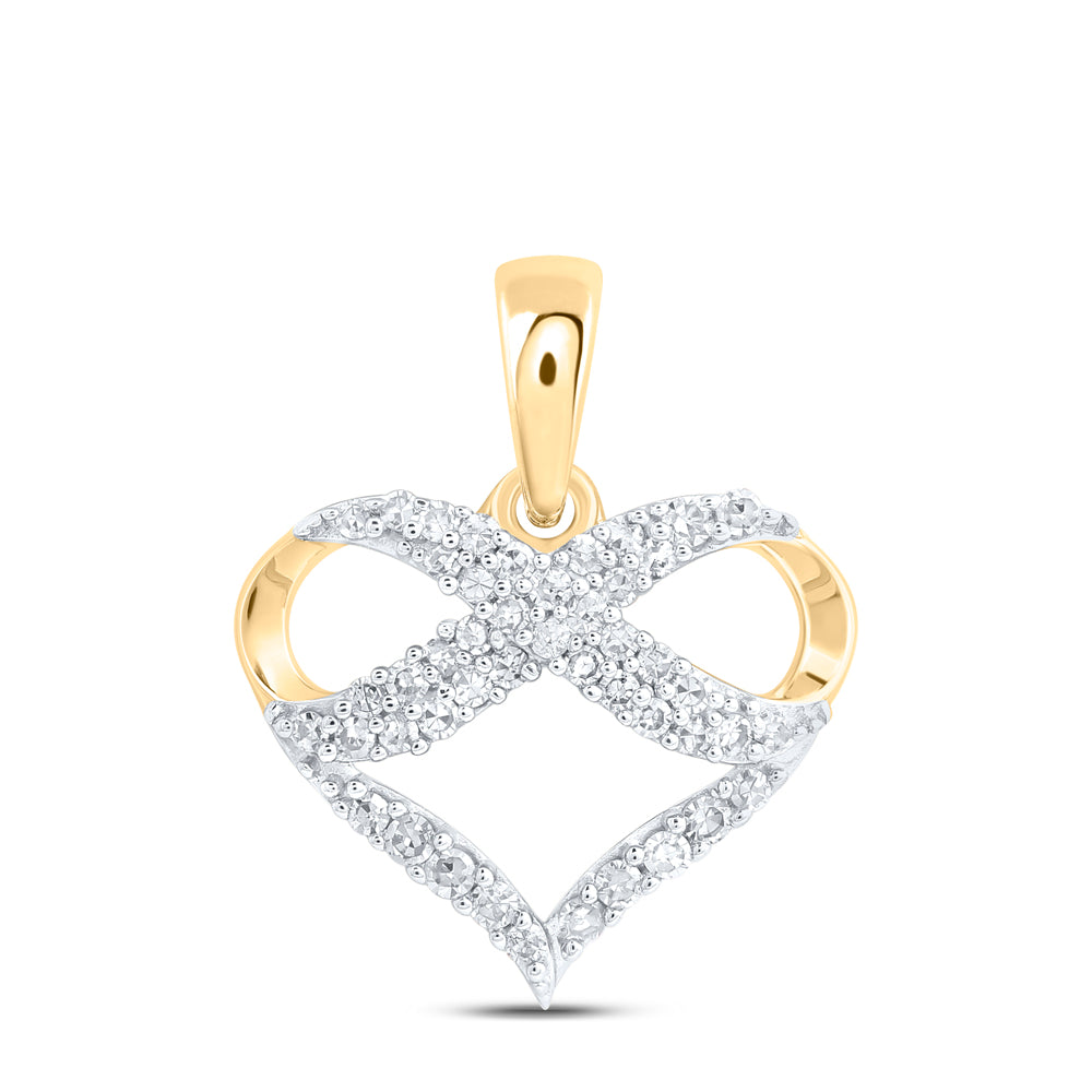 10kt Yellow Gold 1/6 Cttw Diamond Infinity Heart Pendant