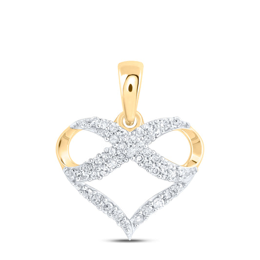 10kt Yellow Gold 1/6 Cttw Diamond Infinity Heart Pendant