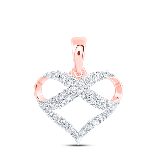10kt Rose Gold 1/6 Cttw Diamond Infinity Heart Pendant