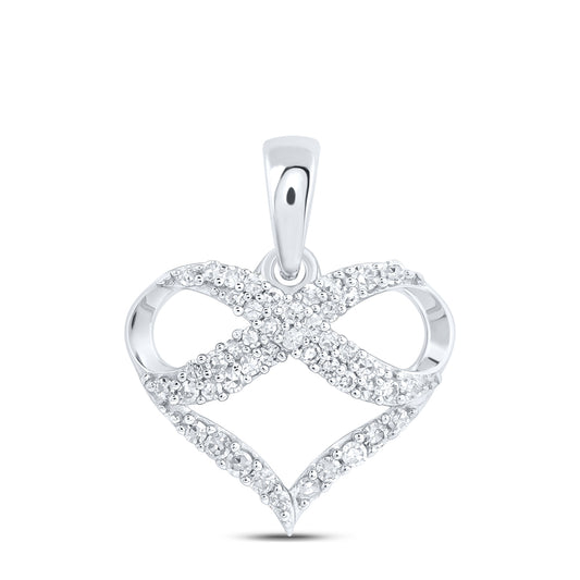 10kt White Gold 1/6 Cttw Diamond Infinity Heart Pendant