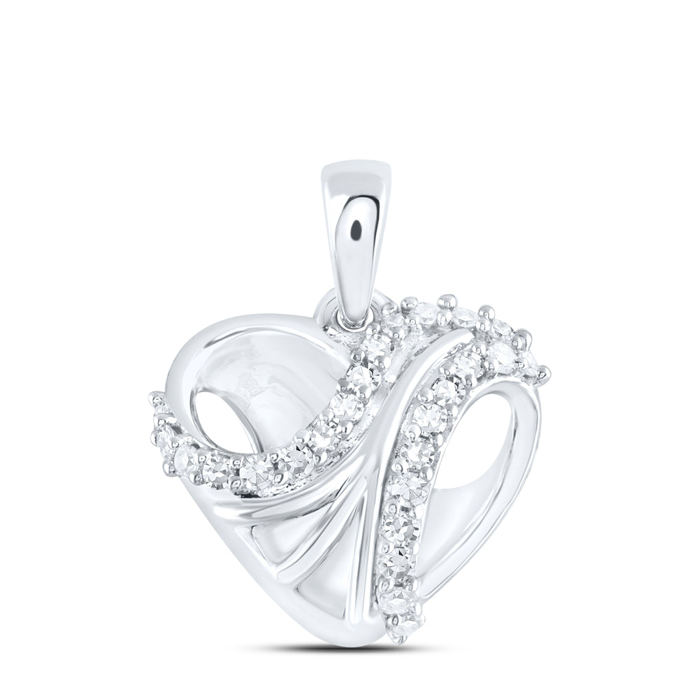 10kt White Gold 1/6 Cttw Diamond Heart Pendant