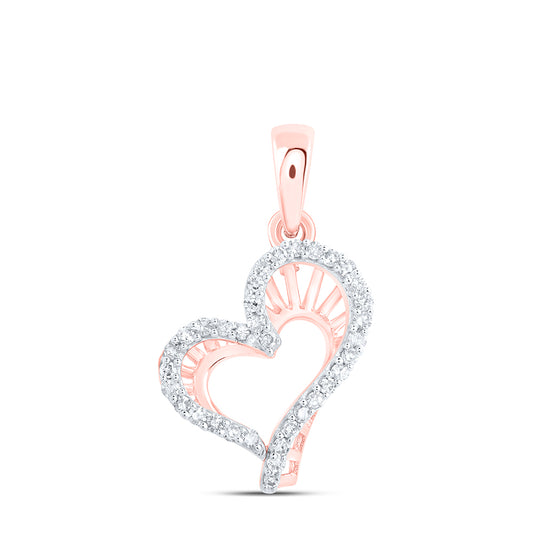 10kt Rose Gold 1/10 Cttw Diamond Heart Pendant