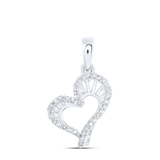10kt White Gold 1/10 Cttw Diamond Heart Pendant