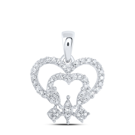 10kt White Gold 1/5 Cttw - Diamond Heart Pendant