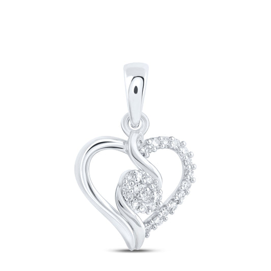 10kt White Gold 1/10 Cttw - Diamond Heart Pendant